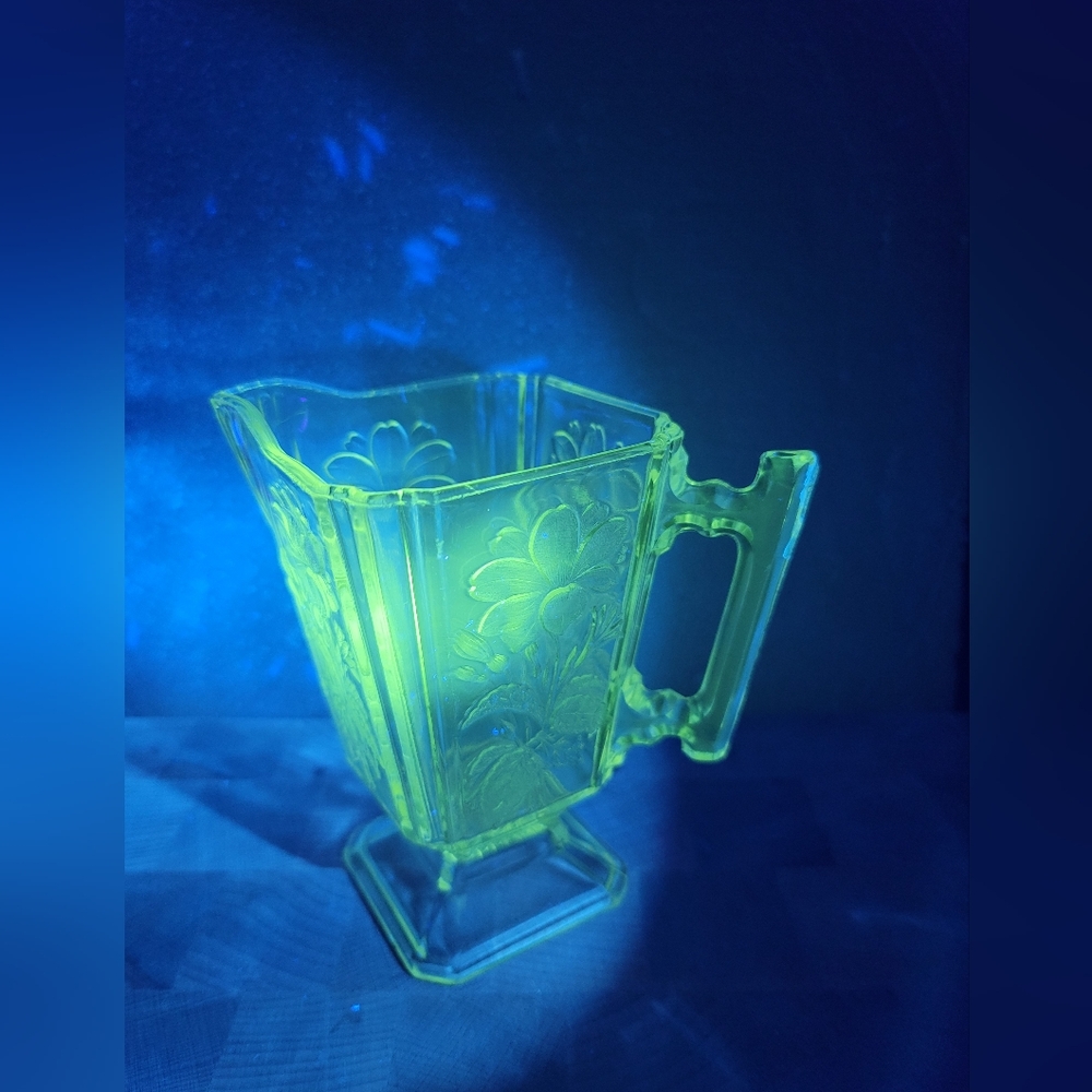 Antique FOXHALL Campbell Jones Manganese Glass Square CREAMER PITCHER 1882
